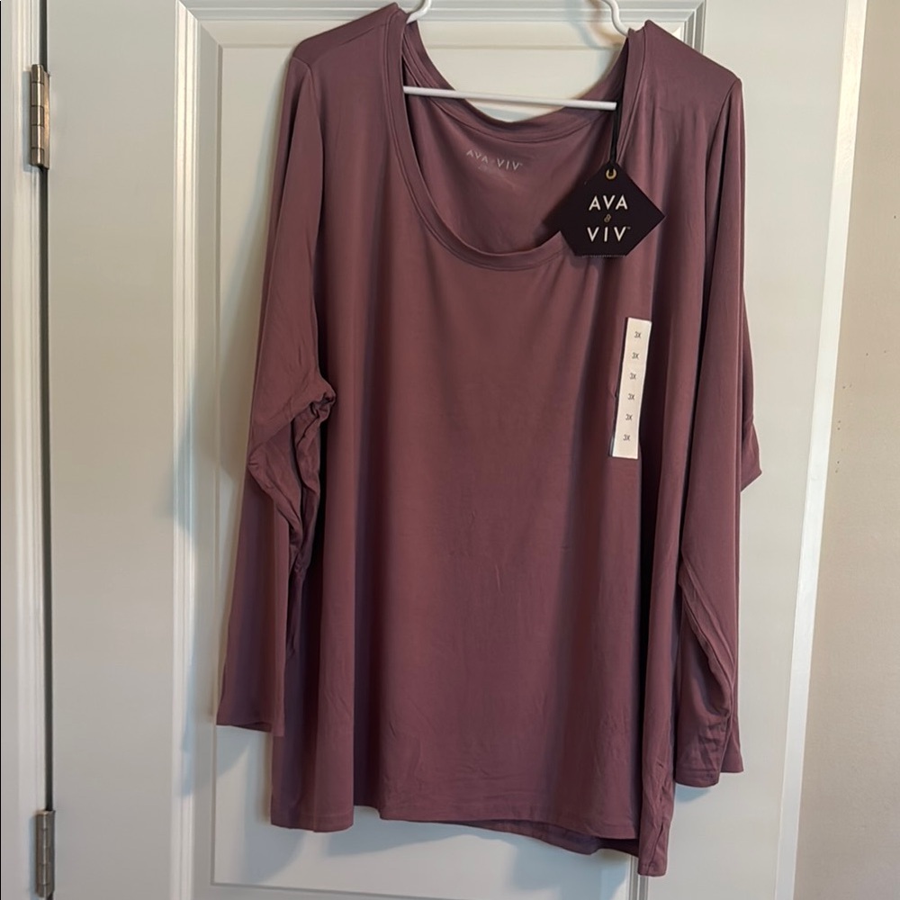 Ava & Viv Purple Pink Long Sleeve Oversized Blouse